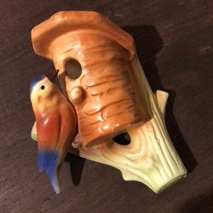 Vintage Czech Bird / Birdhouse Pottery Wall Pocket